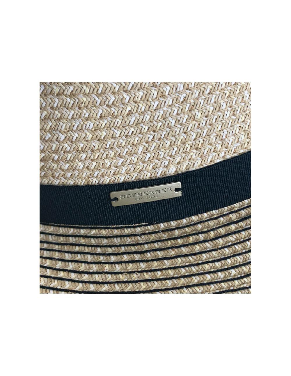 sombreros albero Sombrero Paper Braid Cloche Contrast Negro y Lino de Seeberger Envío internacional gratuito