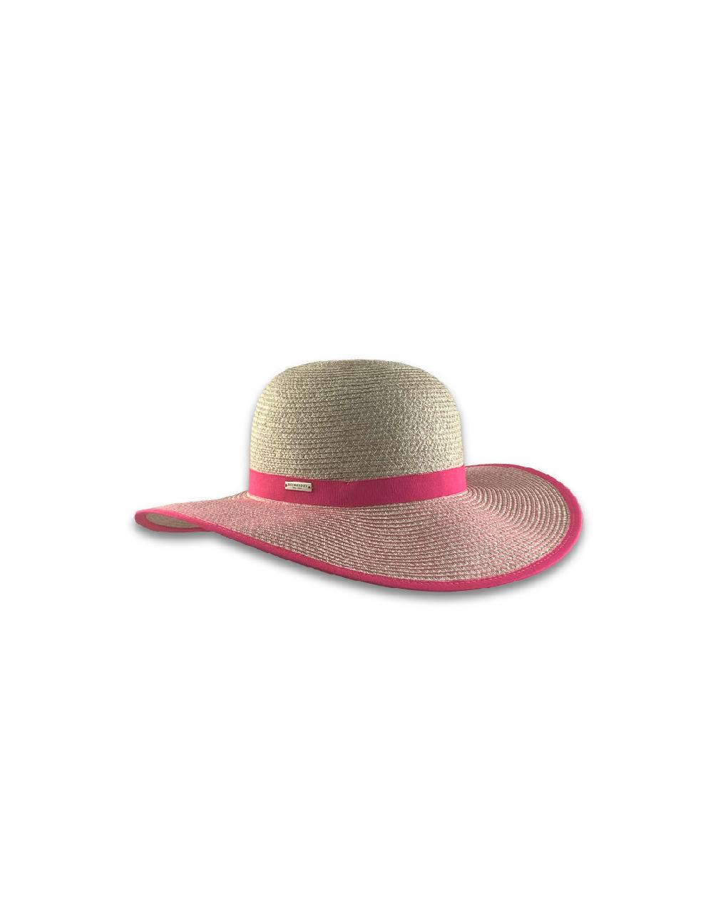 sombreros albero Sombrero Paper Braid Cloche Contrast Fucsia y Lino de Seeberger