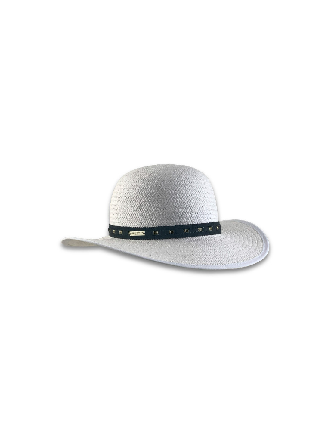 sombreros albero Sombrero Paper Floppy Shiny Band Blanco de Seeberger
