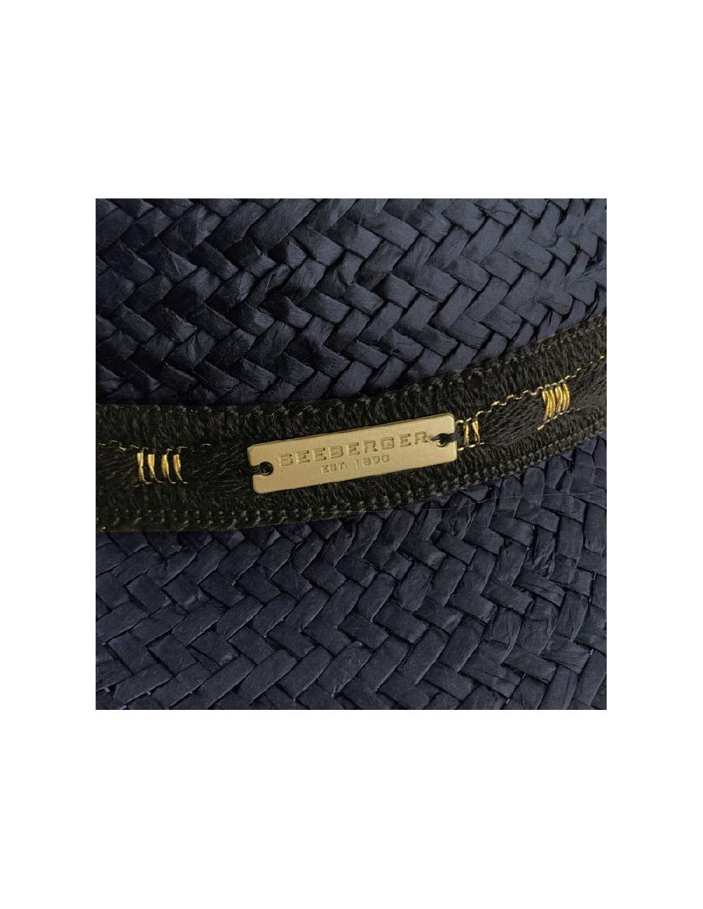 sombreros albero Sombrero Paper Floppy Shiny Band Negro de Seeberger Envío gratis