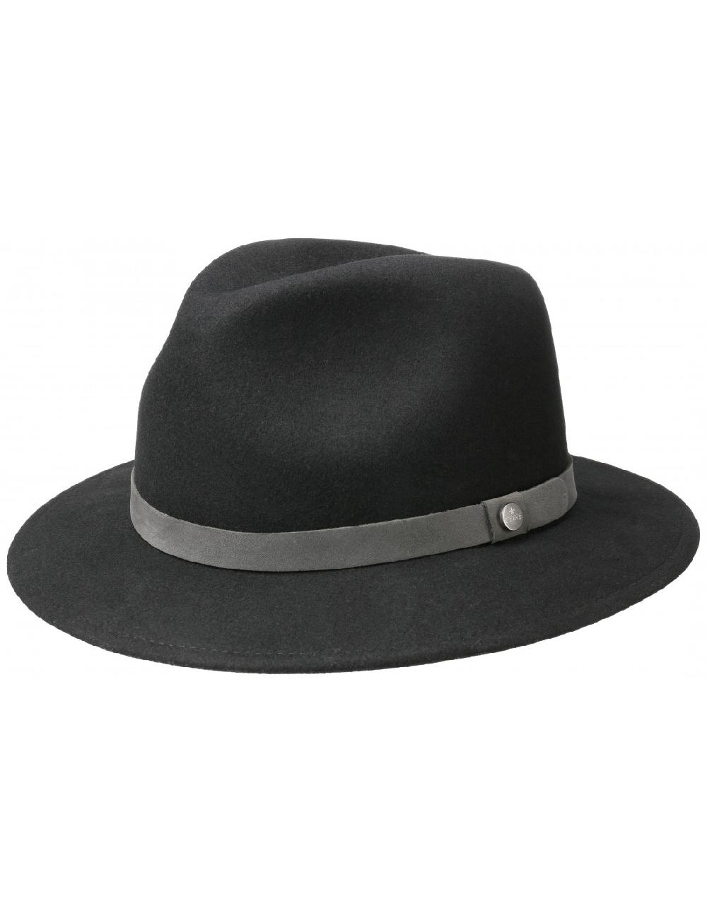 sombreros albero Sombrero Traveller Woolfelt Lierys Negro Cinta de Piel