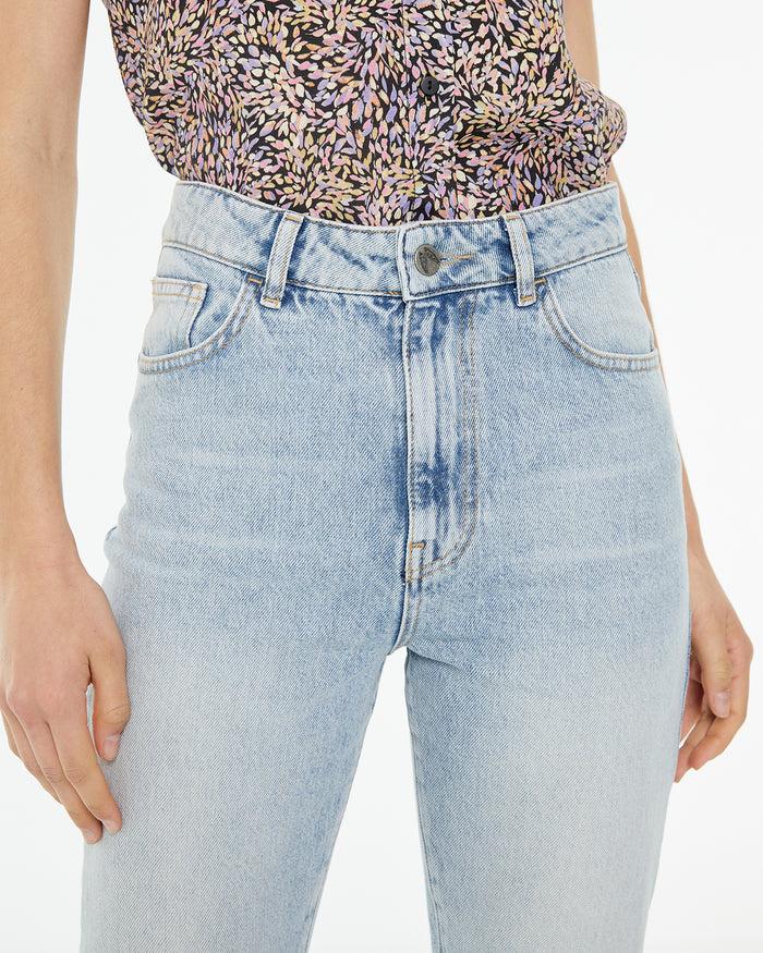 system action Jeans rectos de tiro medio efecto desgastado Ahorra y exporta