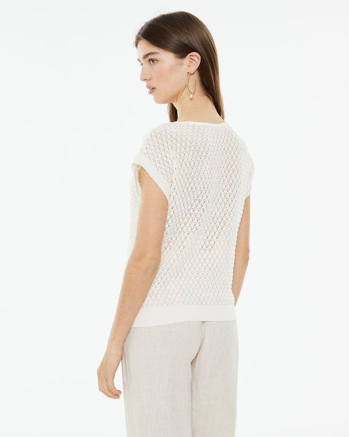 system action Jersey calado de manga corta con detalle cut-out en hombro Grandes ahorros
