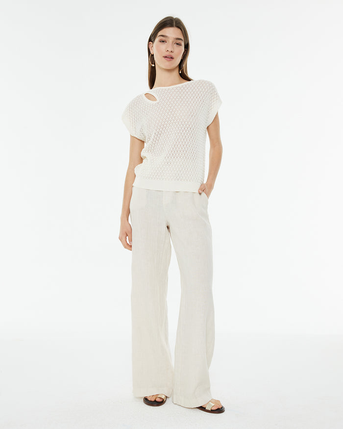system action Jersey calado de manga corta con detalle cut-out en hombro Grandes ahorros