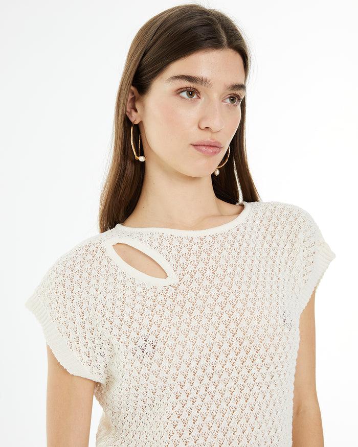 system action Jersey calado de manga corta con detalle cut-out en hombro Grandes ahorros