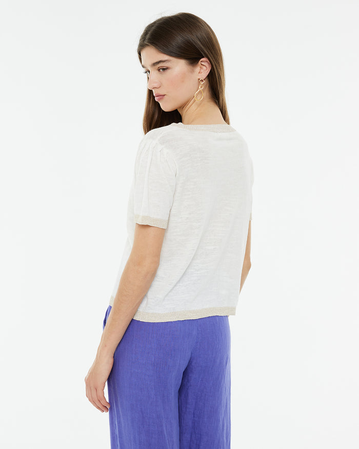 system action Jersey cuello pico de manga corta con detalle tira escote Rebajas de fin de temporada