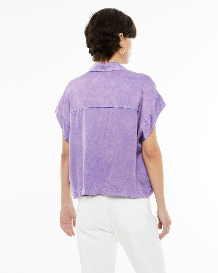 system action Camisa fluida cuello mao con bolsillos plastrón delanteros Descuento por venta flash