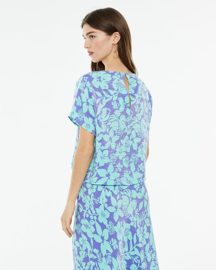 system action Camisa de manga corta estampado floral grande Precio ultrabajo