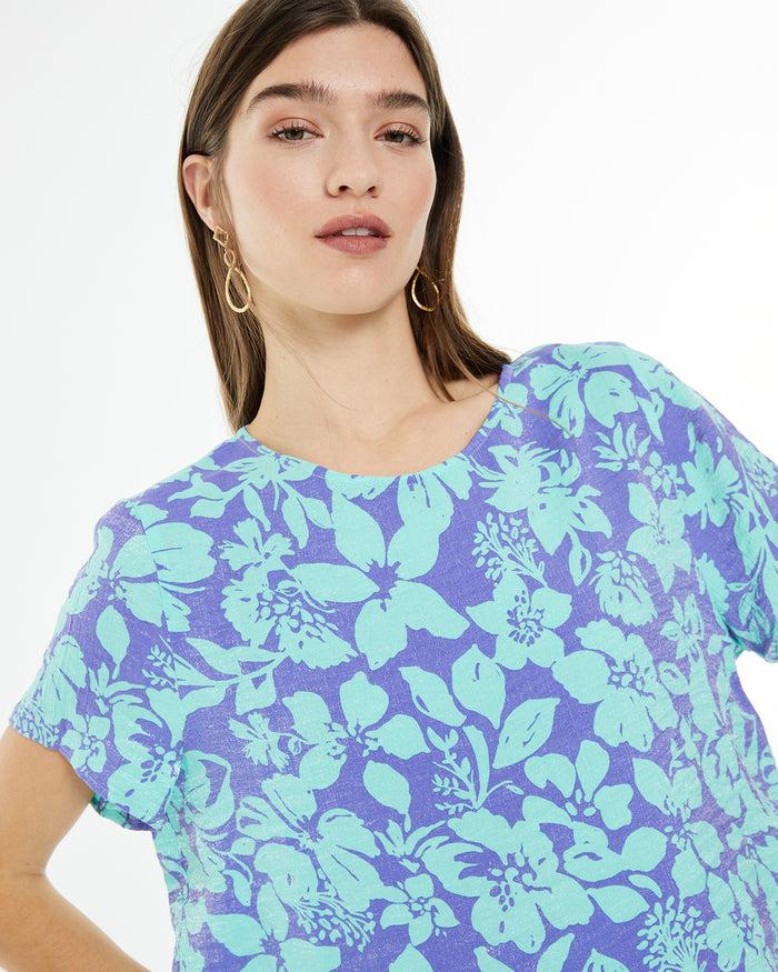 system action Camisa de manga corta estampado floral grande Precio ultrabajo
