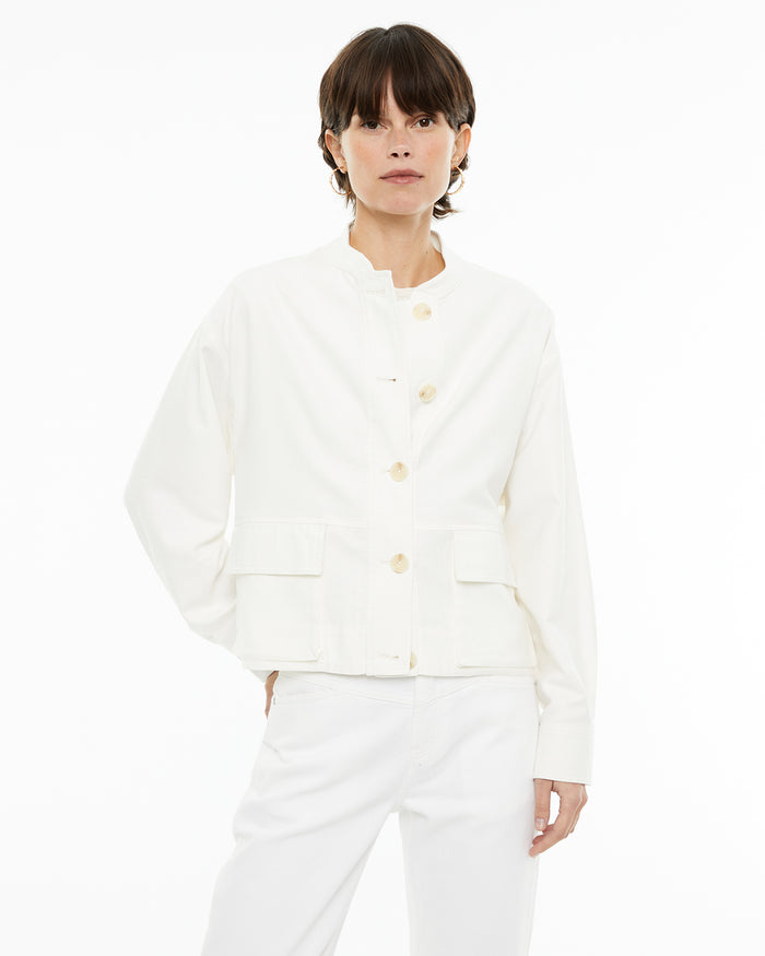 system action Chaqueta tejido lino algodón de cuello mao Outlet