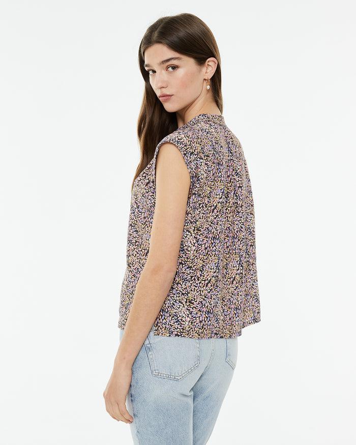 system action Camisa oversize cuello mao con estampado hojas de colores Gran oferta