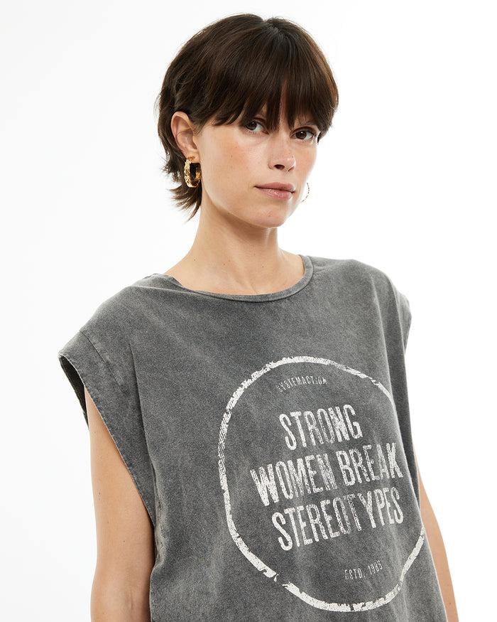 system action Camiseta sin mangas estampado día de la mujer Venta caliente