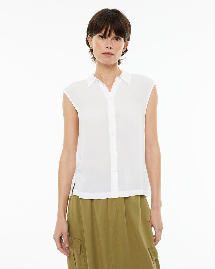 system action Camisa fluida oversize sin mangas
