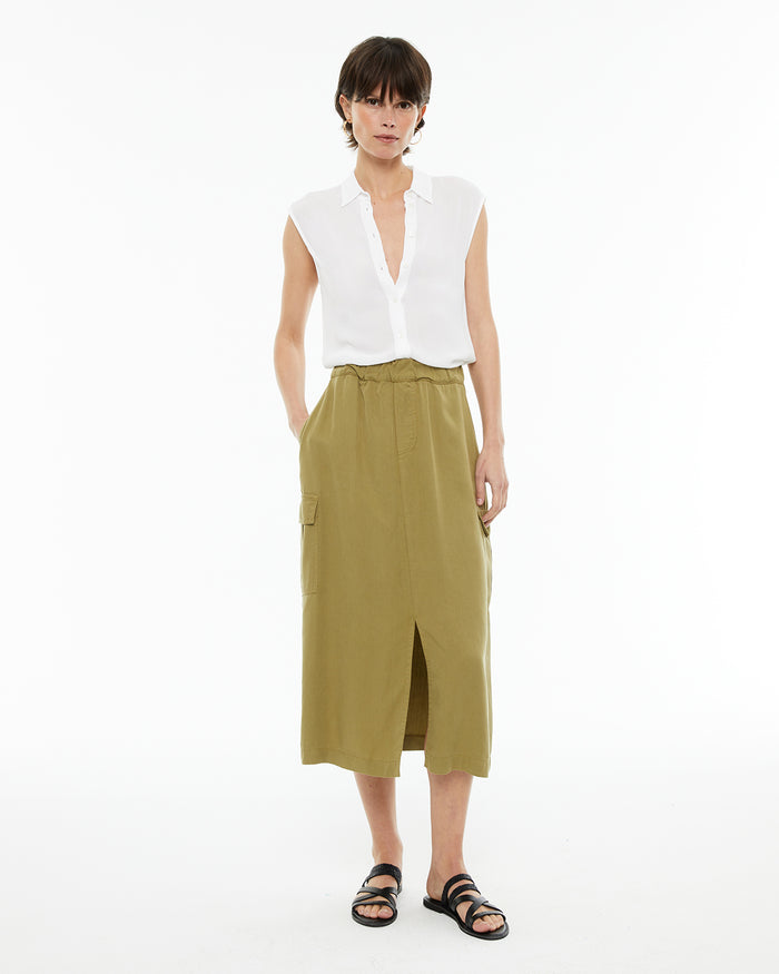 system action Camisa fluida oversize sin mangas Descuento