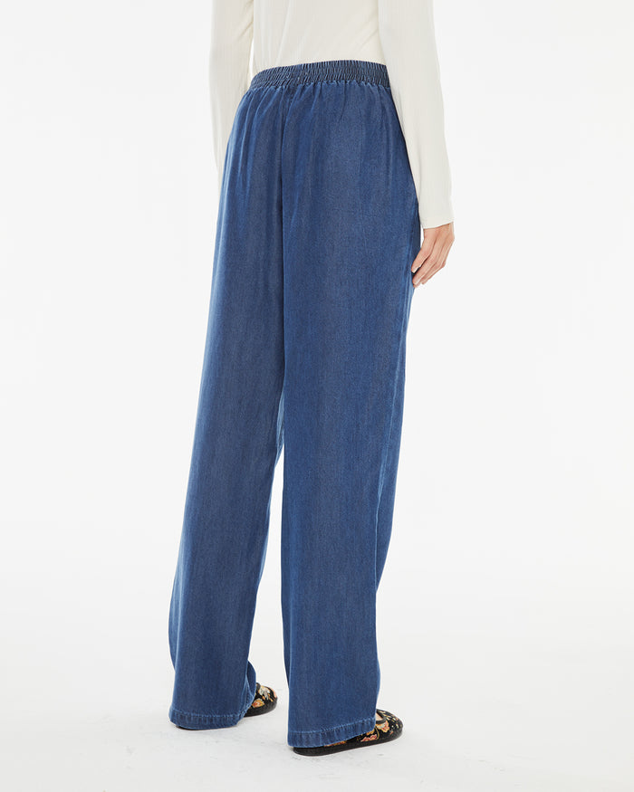 system action Pantalón efecto denim con goma en la cintura Liquidación