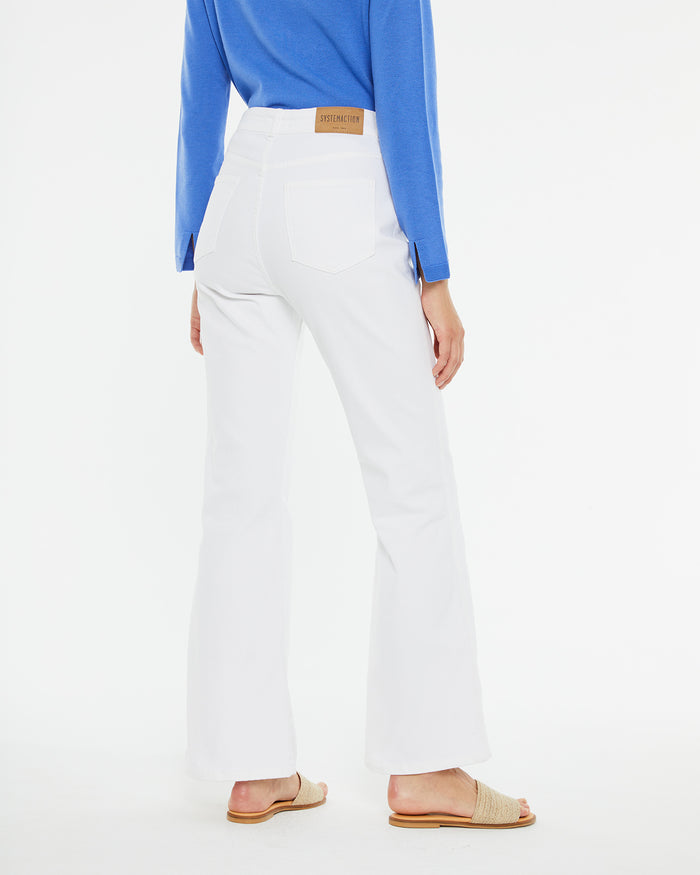 system action Pantalón denim fit flare blanco de tiro medio Rebajas online