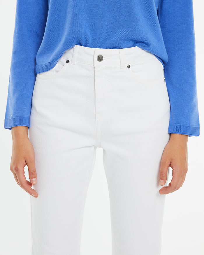 system action Pantalón denim fit flare blanco de tiro medio Rebajas online