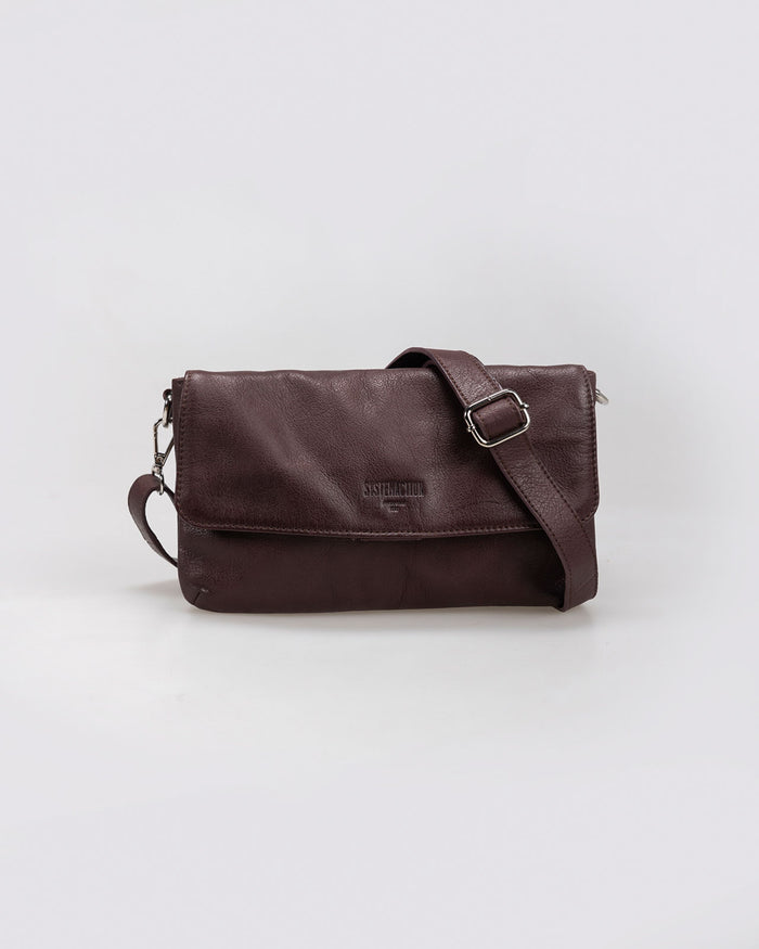 system action Bolso piel pequeño doble compartimento estilo bandolera