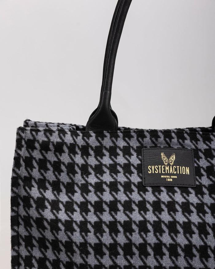 system action Bolso shopper pata de gallo con asas de hombro de piel Ahorra y exporta