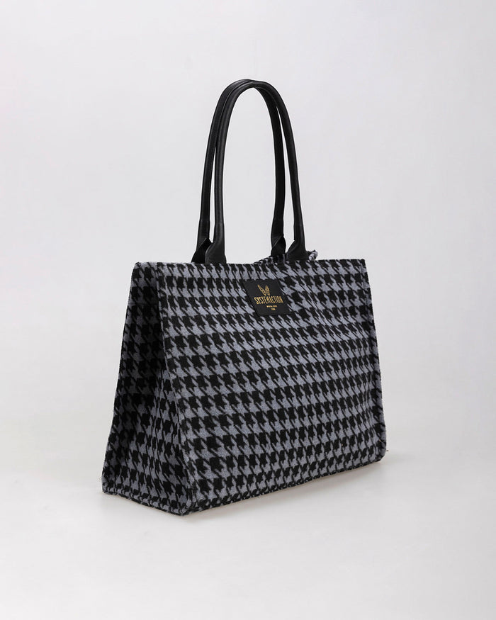 system action Bolso shopper pata de gallo con asas de hombro de piel Ahorra y exporta