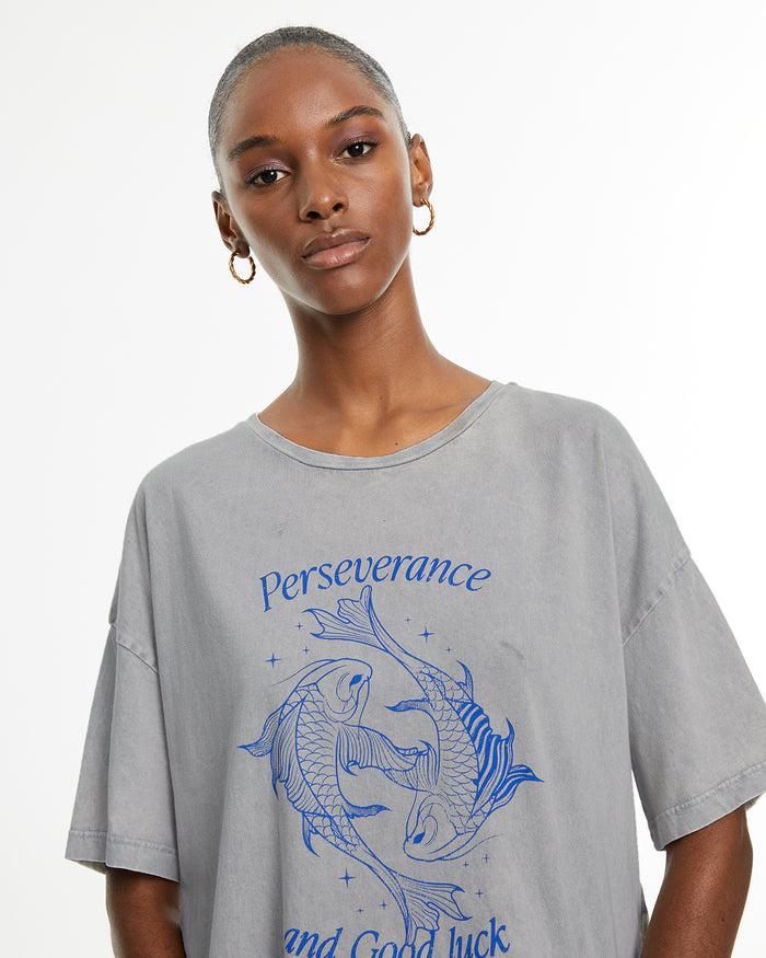 system action Camiseta oversize manga corta estampado peces Precio ultrabajo