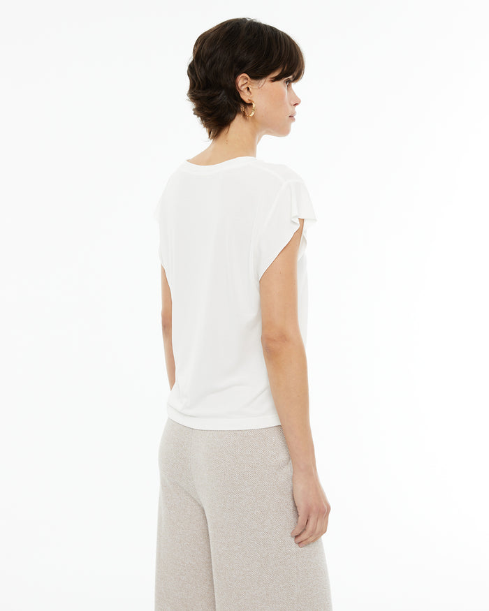 system action Camiseta fluida oversize escote pico sin mangas Outlet
