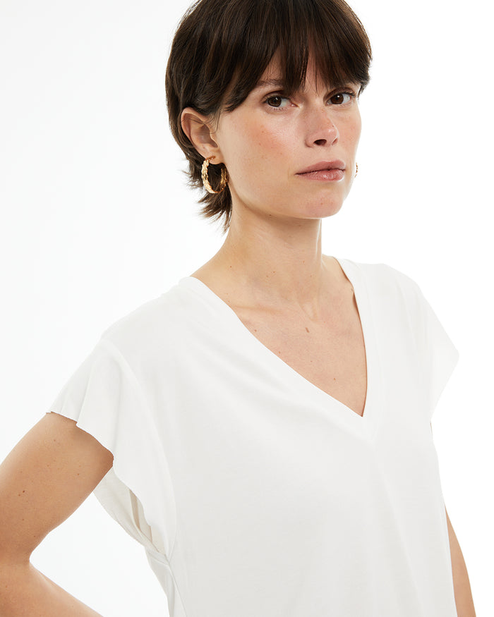 system action Camiseta fluida oversize escote pico sin mangas Outlet