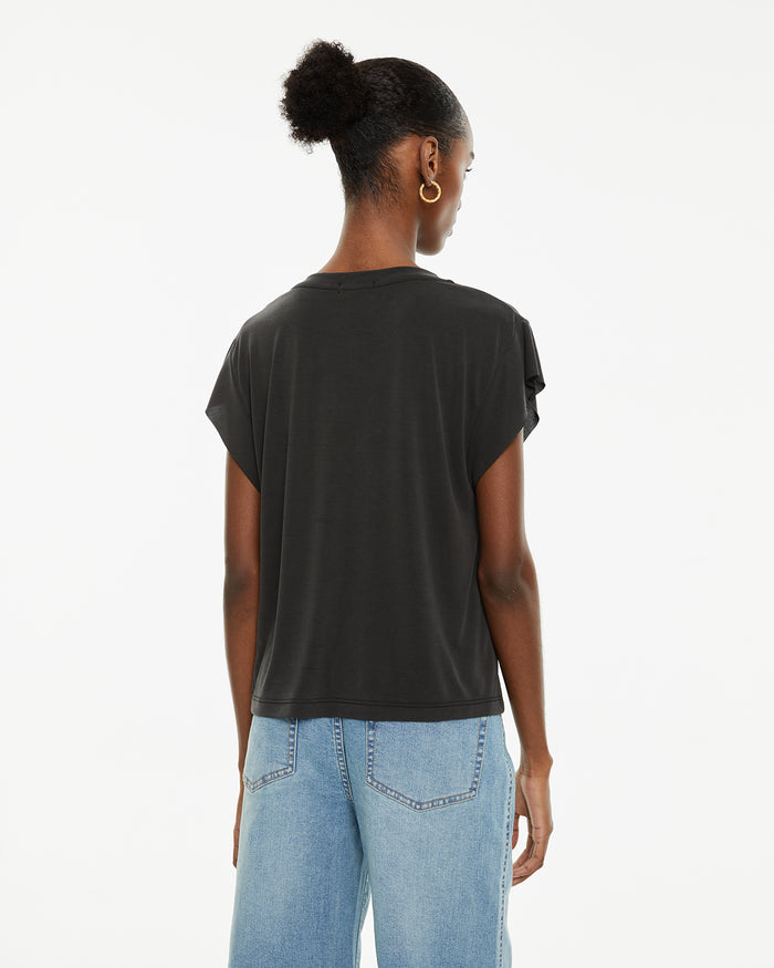 system action Camiseta fluida oversize escote pico sin mangas Outlet online