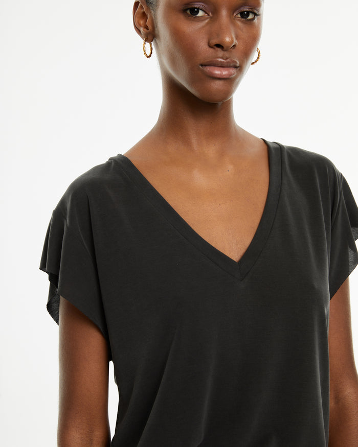 system action Camiseta fluida oversize escote pico sin mangas Outlet online