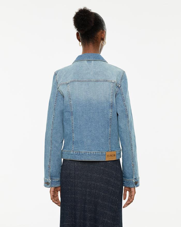 system action Cazadora denim manga larga con cuello camisero y botones plata Rebajas online