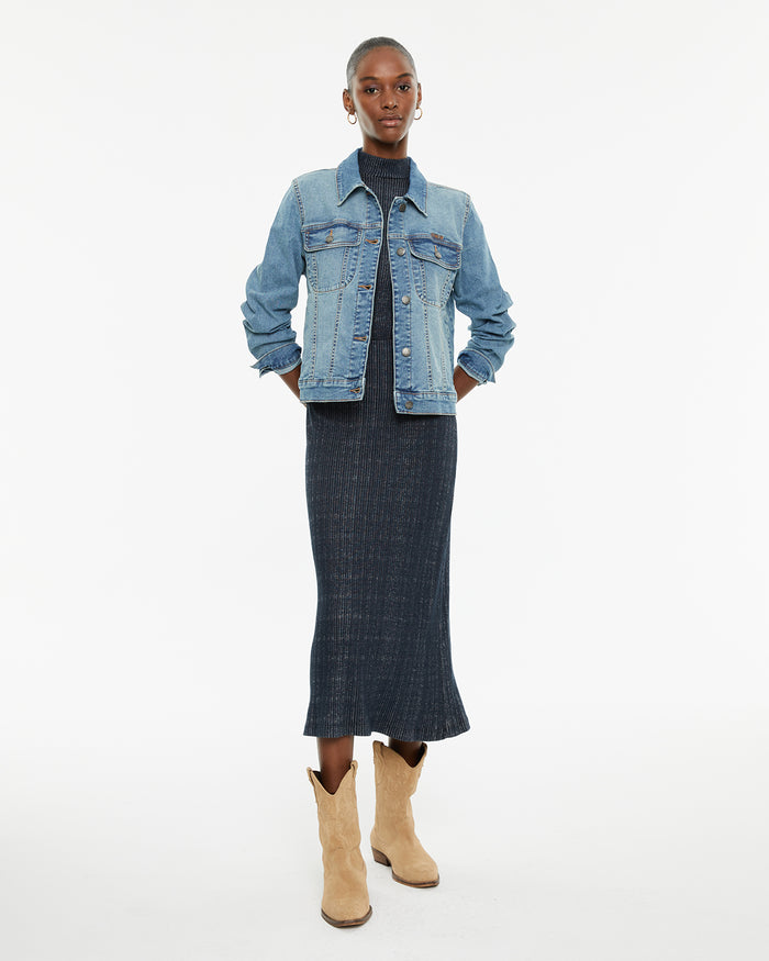 system action Cazadora denim manga larga con cuello camisero y botones plata Rebajas online
