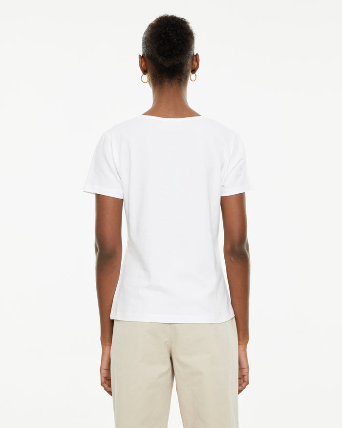 system action Camiseta ajustada manga corta con detalle encaje en escote pico Último día