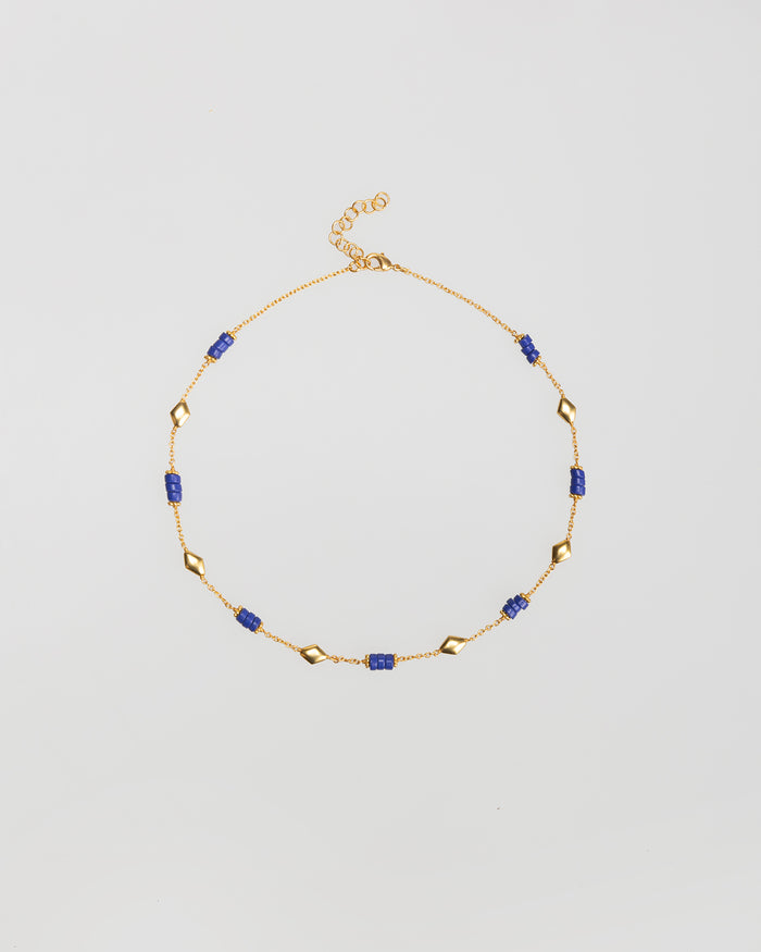 system action Collar abalorios oro y azul