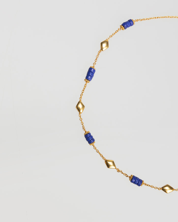 system action Collar abalorios oro y azul Oferta exclusiva