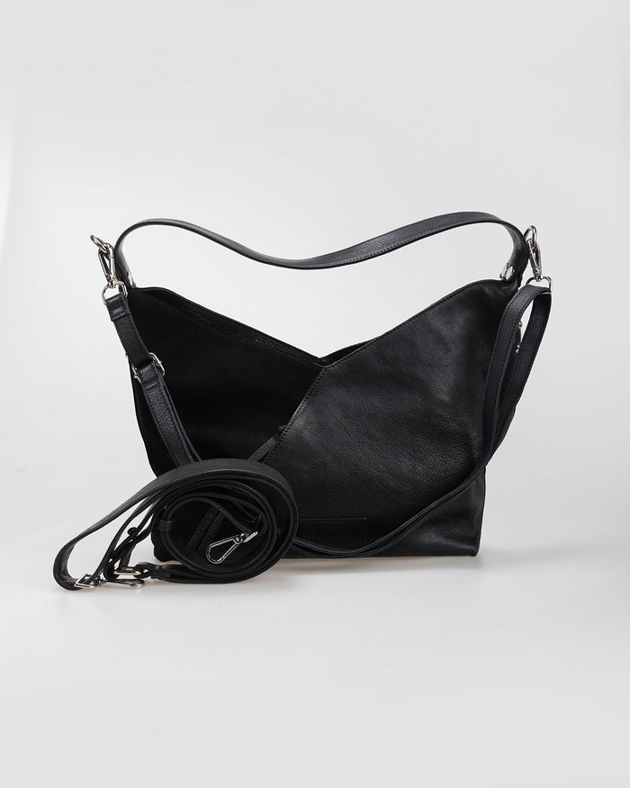 system action Bolso de hombro de piel y serraje