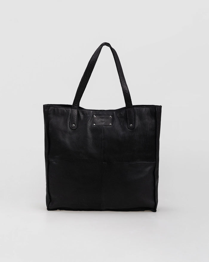 system action Bolso shopper de piel con asas de hombro