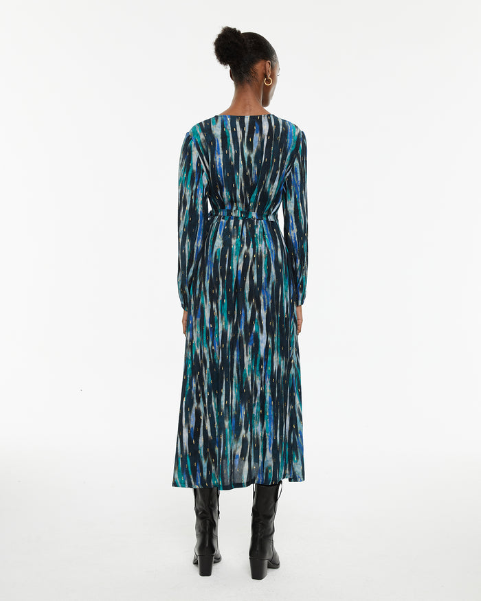 system action Vestido midi estampado aguas azules Ofertas