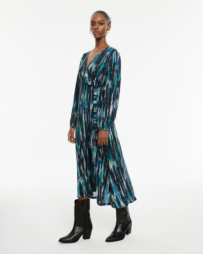 system action Vestido midi estampado aguas azules Ofertas