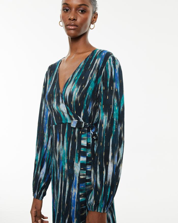 system action Vestido midi estampado aguas azules Ofertas