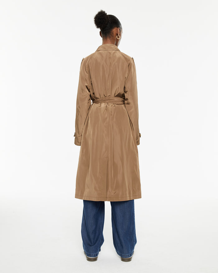 system action Parka midi recta trench larga con cinturón Liquidación