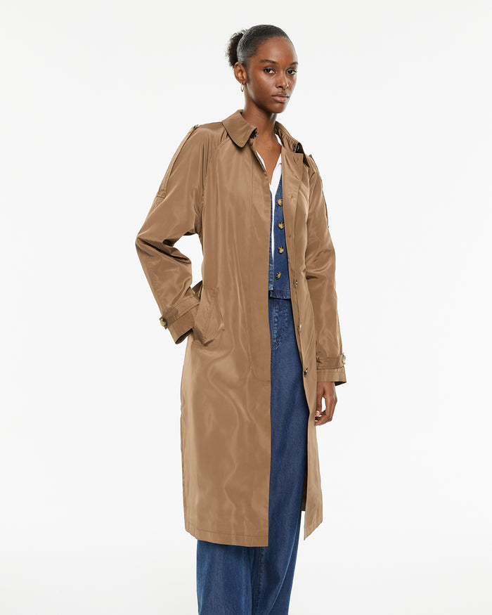 system action Parka midi recta trench larga con cinturón Liquidación