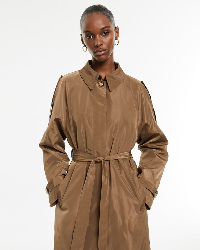 system action Parka midi recta trench larga con cinturón Liquidación