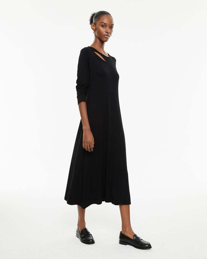system action Vestido ajustado midi detalle cut out escote Mejor oferta