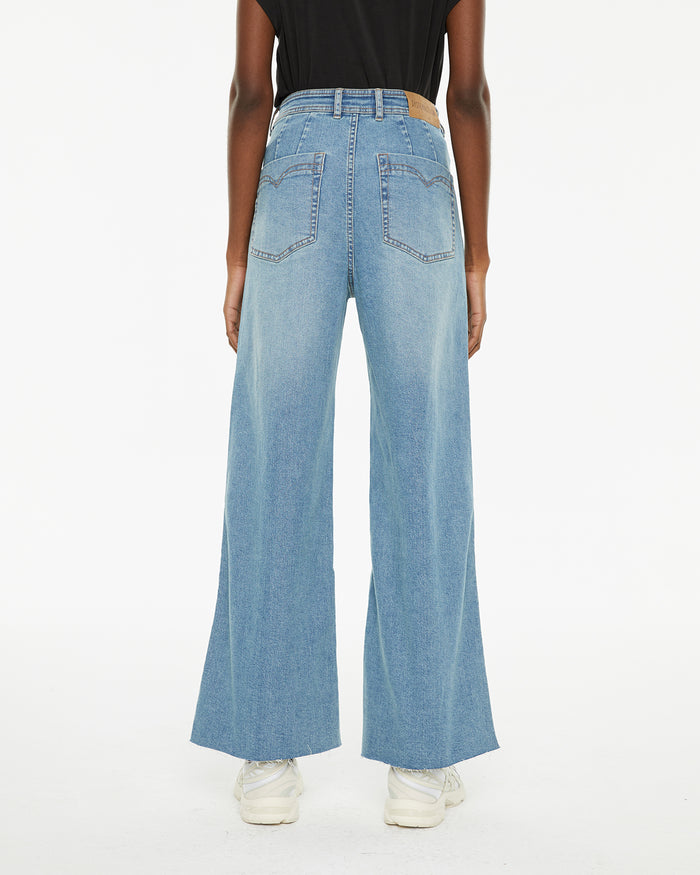 system action Pantalón vaquero wide leg tiro medio bolsillos delanteros vivo Rebajas online