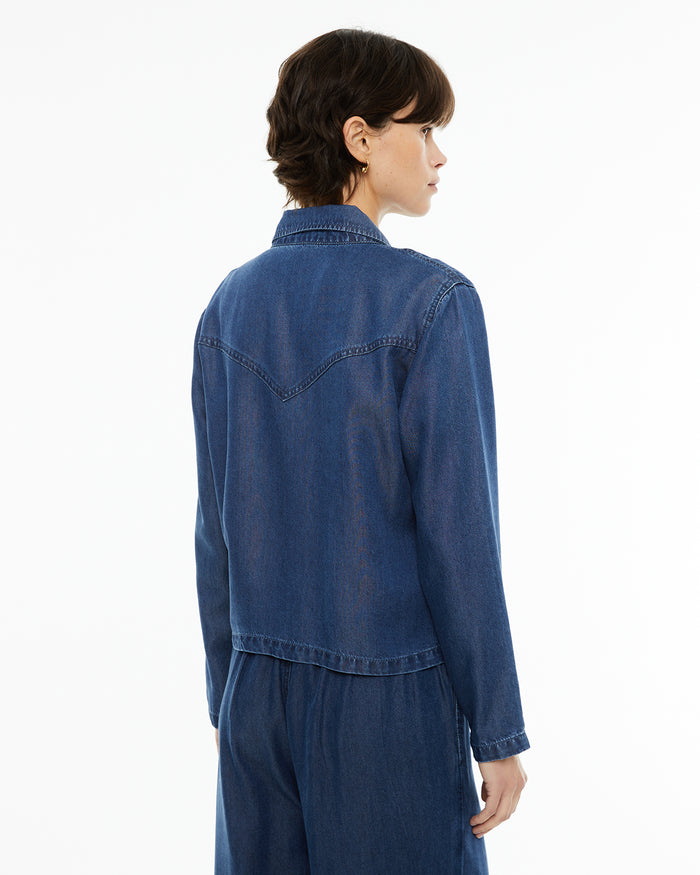 system action Camisa de tencel efecto denim Outlet online