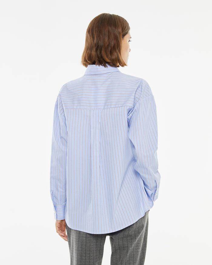 system action Camisa rayas azul con bolsillo frontal Envío gratis