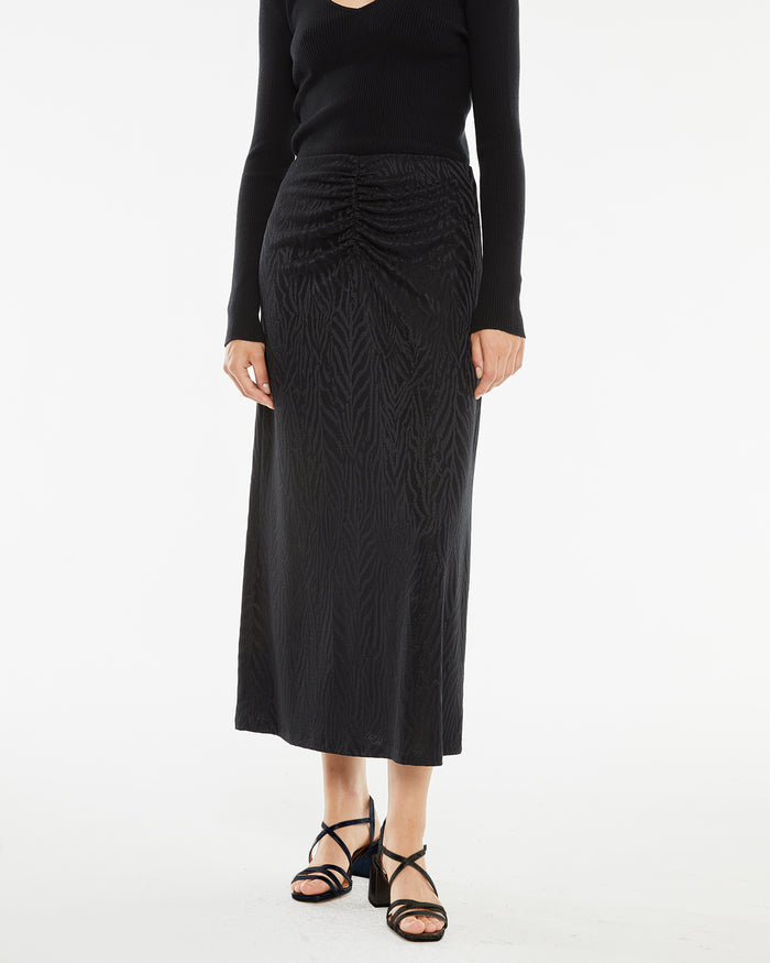system action Falda midi ajustada jacquard con fruncido cintura 2025