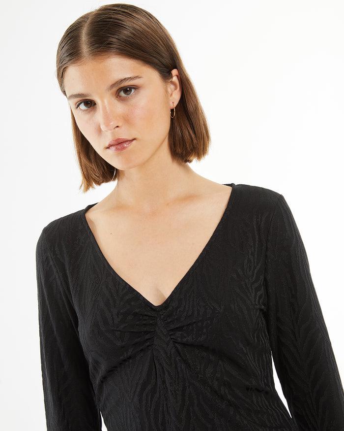system action Camiseta ajustada jacquard detalle fruncido pecho Outlet