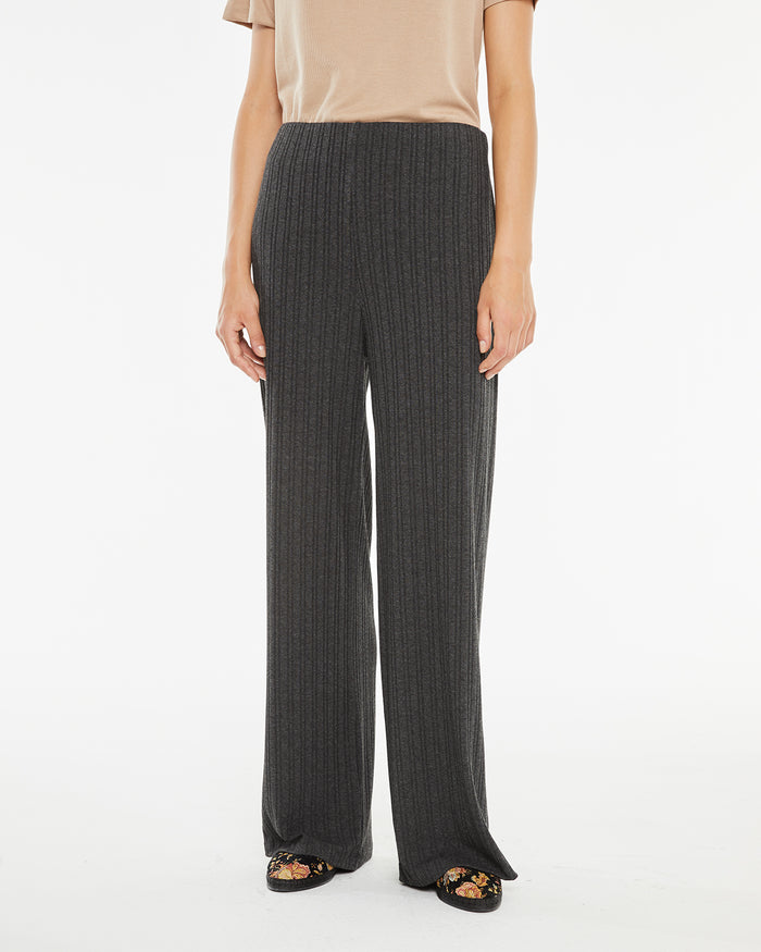 system action Pantalón recto canalé con goma en cinturilla Venta caliente