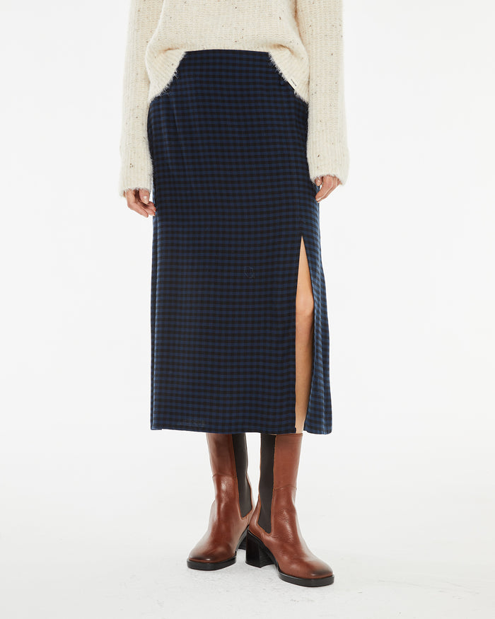 system action Falda midi cuadros detalle costura lateral botones Gran oferta